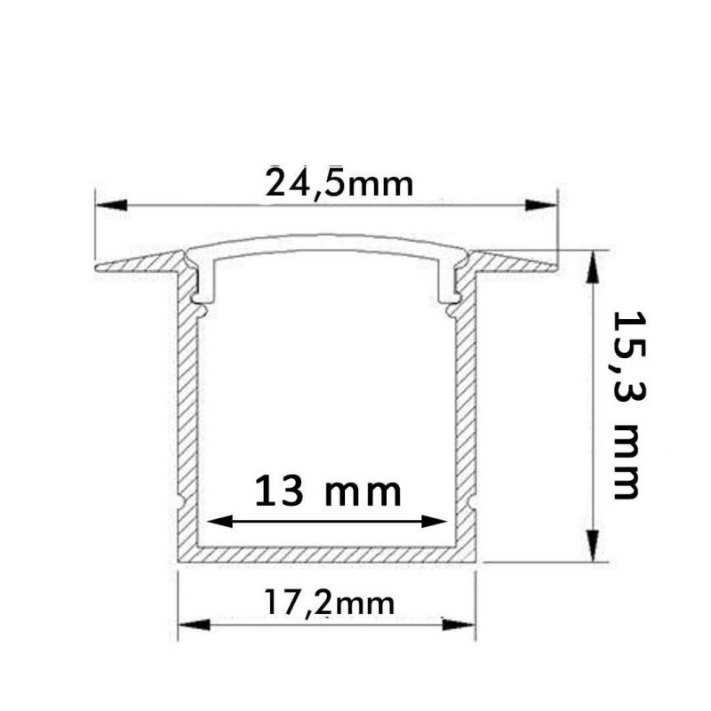 Perfil Blanco y Negro 2 metros  Aluminio - ALAS - para LED