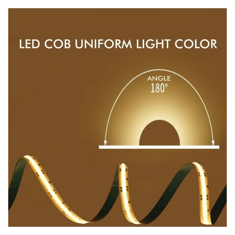 Tira LED COB 24V | 320 LED/M | 5m | FLIP CHIP | 1000Lm |12W/M | CRI90 | IP20