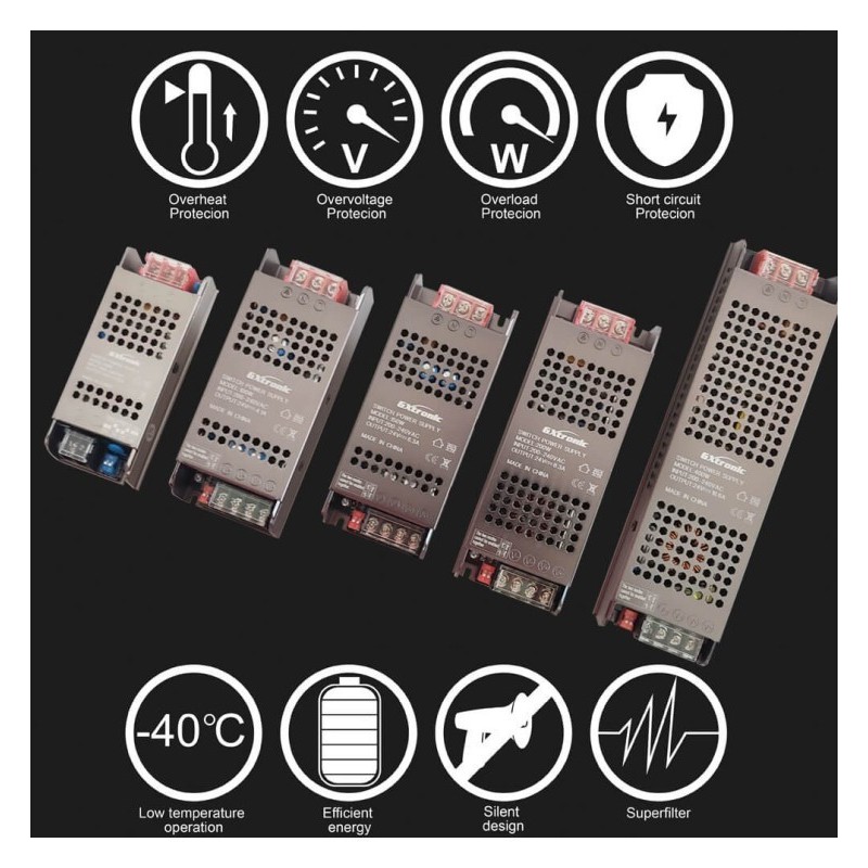 Fuente Alimentación 24V 400W 16.6A Aluminio IP20 - GXTronic