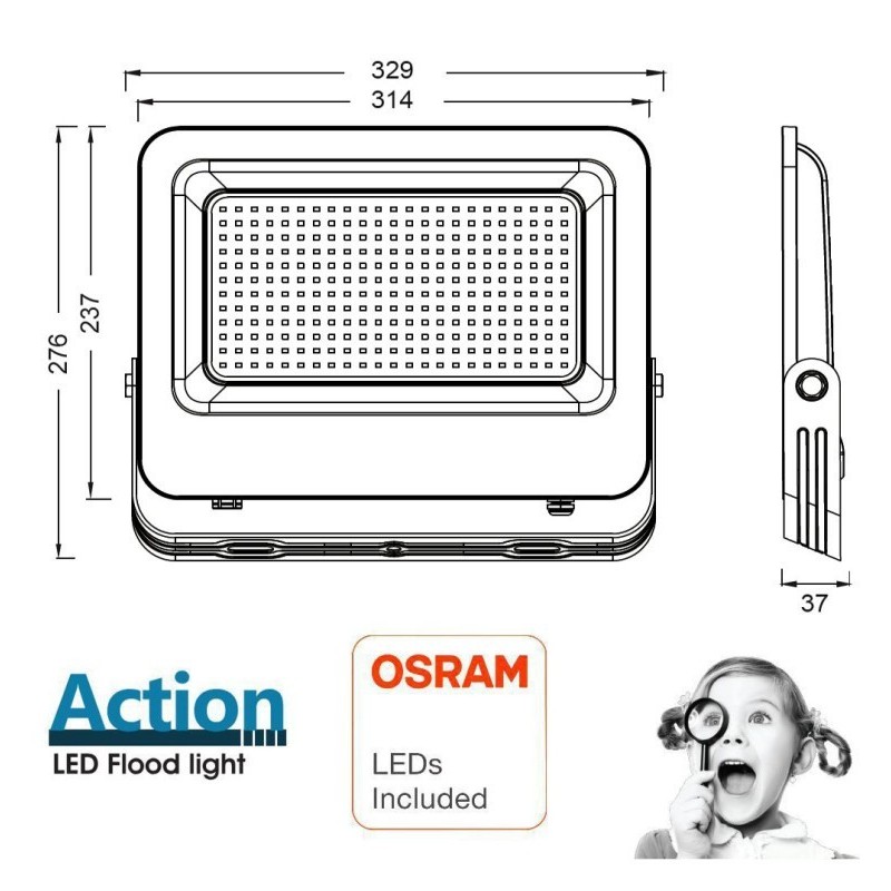 Focus Projector LED 200W - Action Pro - Osram Chip Duris E2835