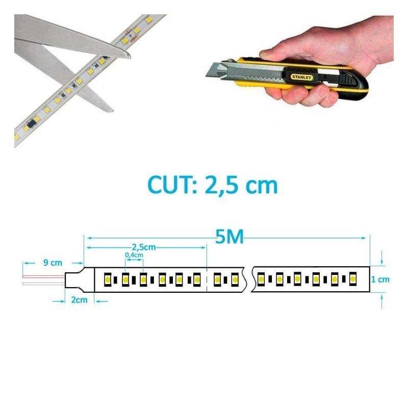 24V LED strip | 238XLED / M | 5m | SMD2835 | 14000lm | 20w / m | Ip20