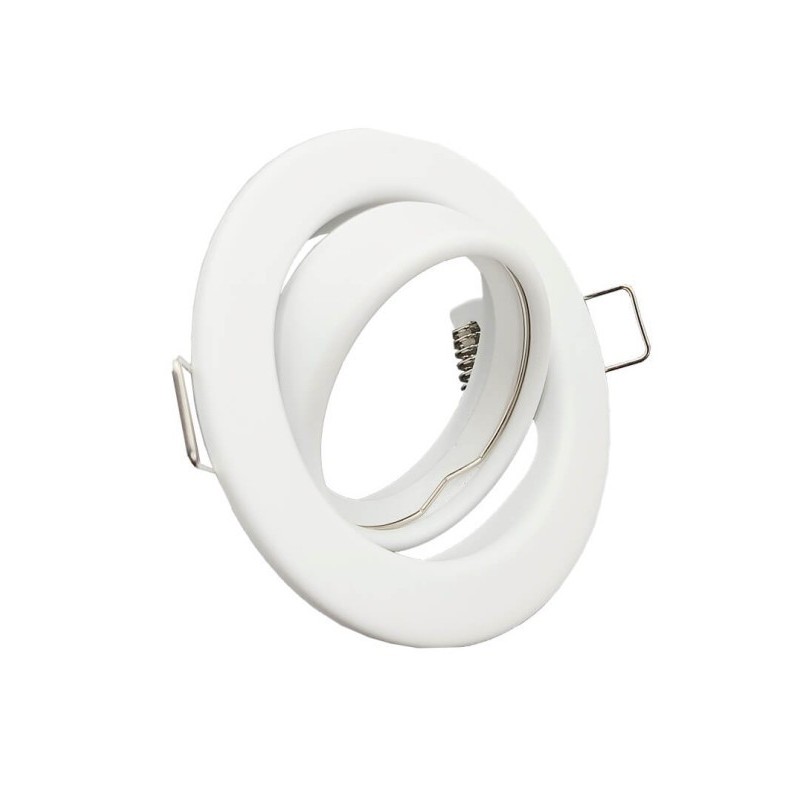 Aro Redondo Orientable Blanco Para Dicroica LED GU10 MR16 - Aluminio