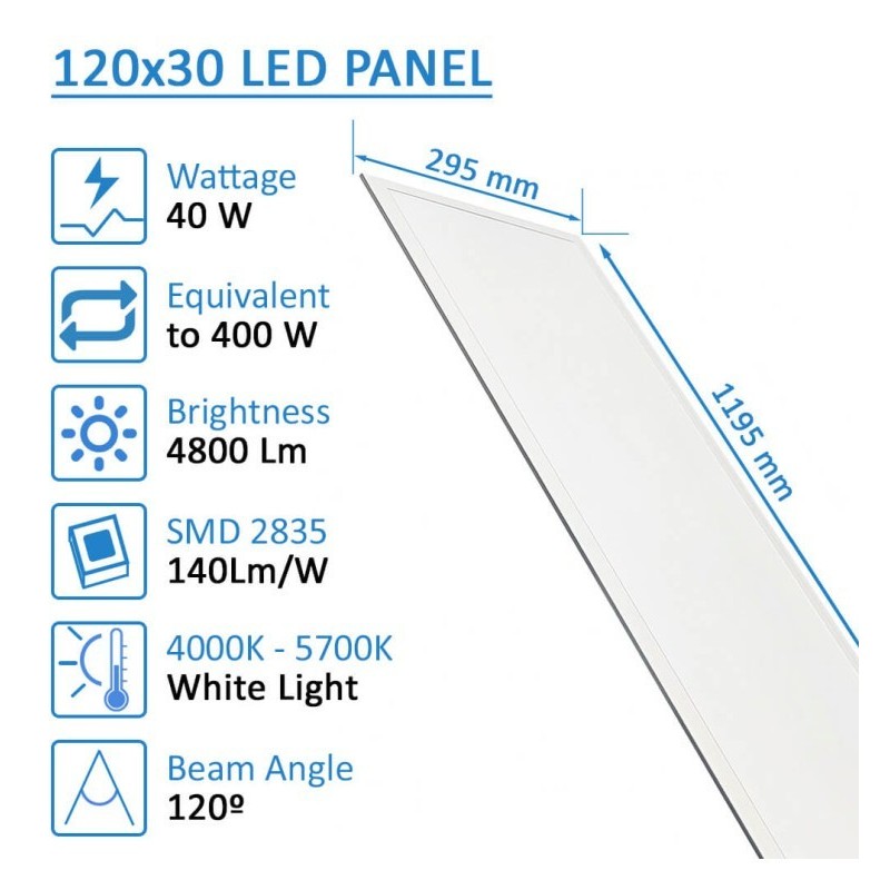 Buy Pack 6 LED Panel 120x30 40W Philips Driver