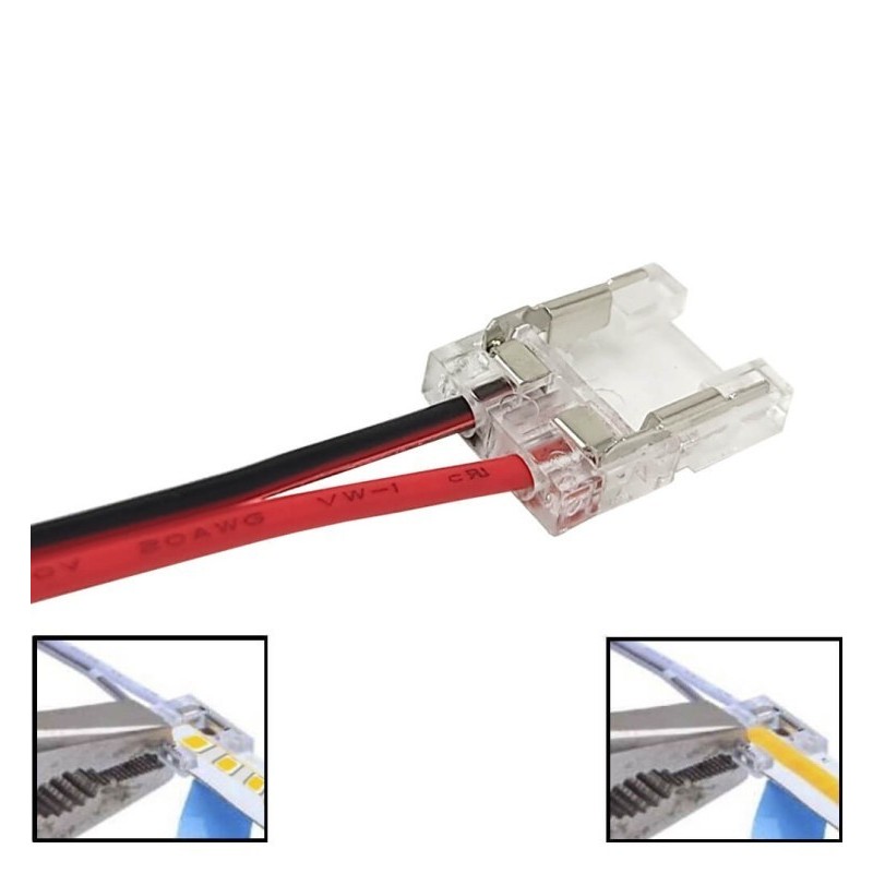 Transparent connector for LED COB + SMD - 10mm - IP20