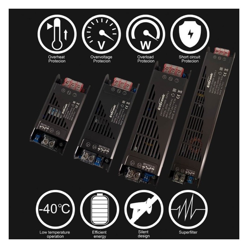 Fuente Alimentación 24V 60W 2.5A - Aluminio IP20 - GXtronic