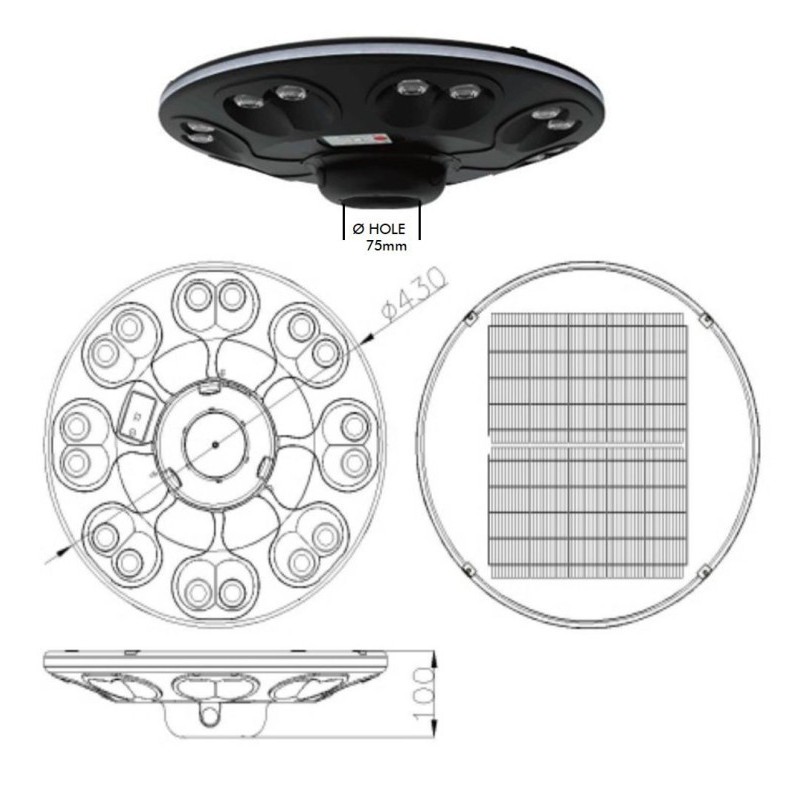Solar lamp LED - GARDEN - ABS- 4000K + control control