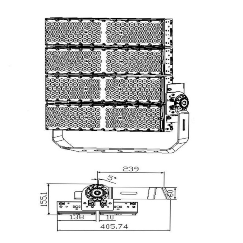 Focus LED Projector 1200W Philips Xitanium - Stadium Line - 150LM / W - Class A 1-10V Optional Dali