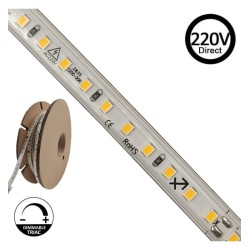 STRAP LED 220V | 120xLED / M | 20m | SMD2835 | 1540lm / m | 14W / m | IP67 cut every 10cm