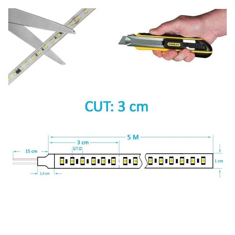 24V LED strip | 238XLED / M | 5m | SMD2835 | 3200lm | 20w / m | Ip20