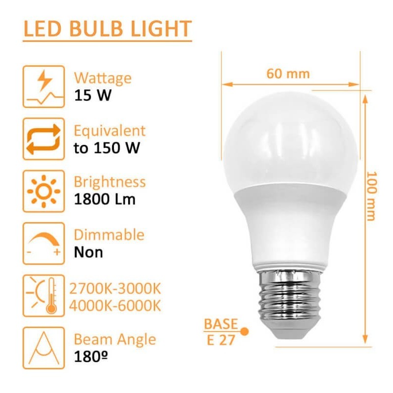 Comprar Bombilla LED 15W E27 A60 180º para Lámparas - OSRAM CHIP