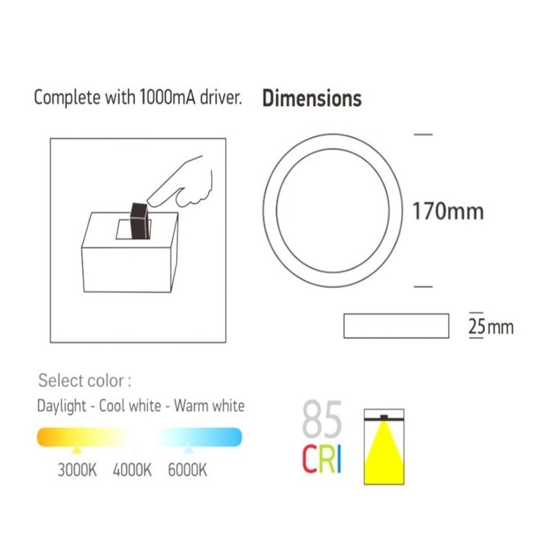 ▷ Comprar Plafón Circular Acero Inox 15W OSRAM - Luz Seleccionable CCT