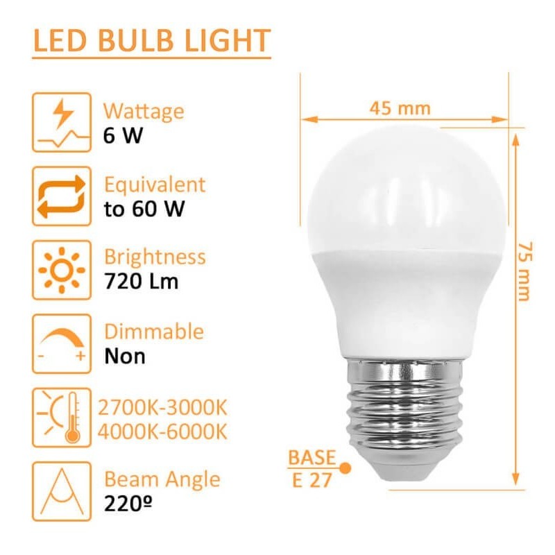 Buy LED bulb 6W E27 G45 220º - Osram Chip Duris E 2835
