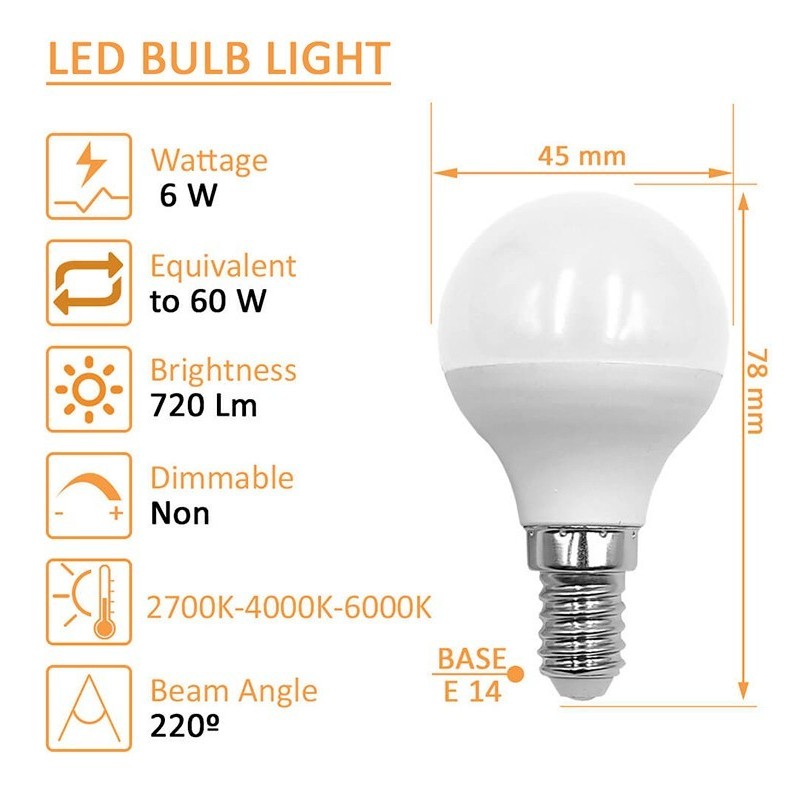 Acheter Ampoule LED 6W E14 G45 220ºpour Lampes - OSRAM Chip