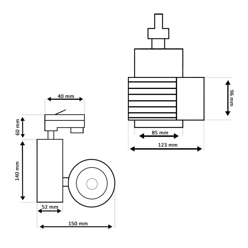 Acheter Spot LED GRAZ BRIDGELUX Chip BLANC pour rail Triphasé 40W - 100°