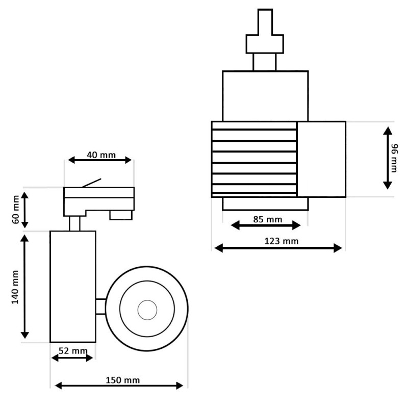 ▷ Faretto Binario Monofase GRAZ 40W CRI+98 | Chip Bridgelux | 3CCT