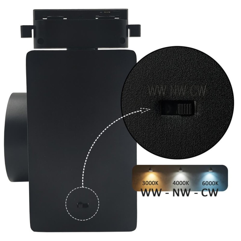 ▷ Comprar Foco Calha Monofásica Preto 40W GRAZ | Luz 3CCT CRI+92