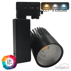 ▷ Acquista Faretto LED GRAZ Nero binario Trifase 40W | 3CCT Luce CRI+92