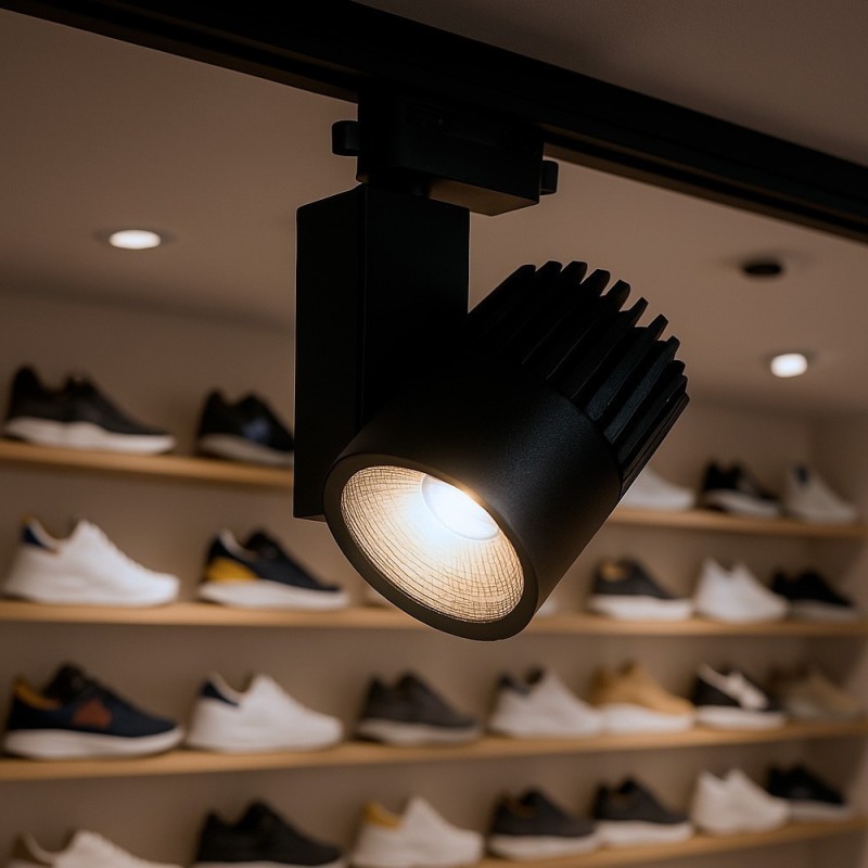 ▷ Acheter Spot LED Noir Rail Triphasé 40W GRAZ | 3CCT Lumiére CRI+92