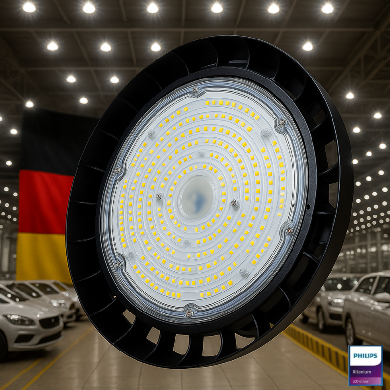▷ Campana Industrielle LED UFO GERMANY | Haute Efficacité & Régulation 1-10V