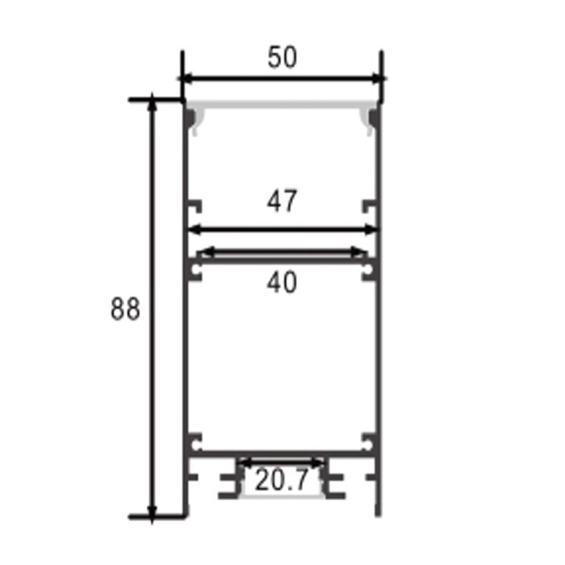 Perfil de Aluminio Modelo PRO - 2 Metros