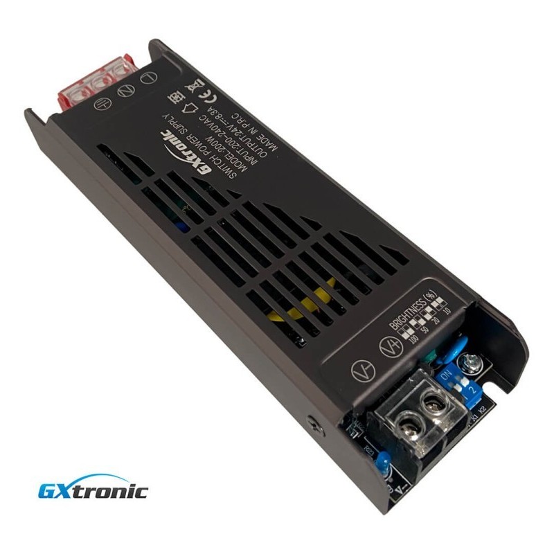 Fuente Alimentación 24V 200W 8.3A Aluminio IP20 - GXTronic