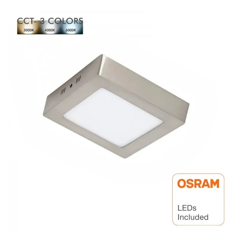 ▷ Comprar Plafón Cuadrado Acero Inox 8W OSRAM - Luz Seleccionable CCT