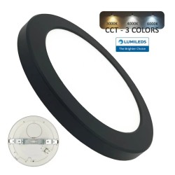 Downlight + Plafón LED - Circular- MOSS NEGRO LUMILEDS - 18W AJUSTABLE - CCT Color Seleccionable