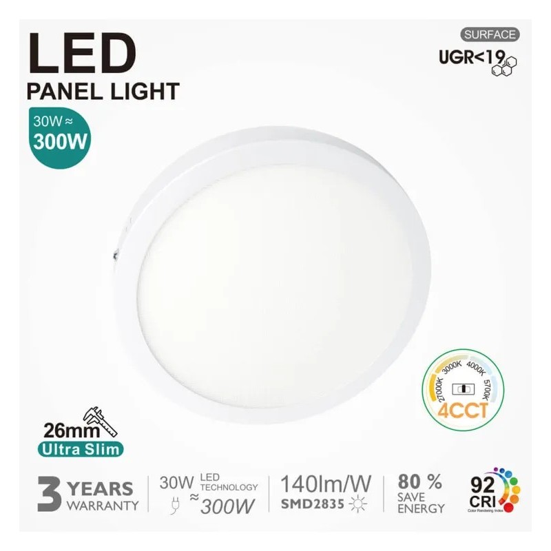 Comprar Plafón LED Circular 30W UGR19 GXtronic | 4CCT | Ultra delgado